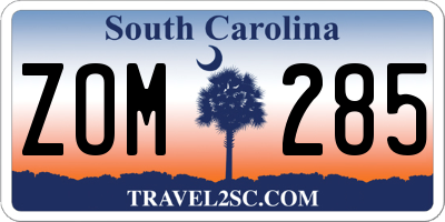 SC license plate ZOM285