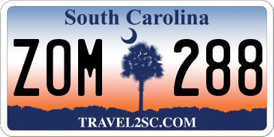 SC license plate ZOM288