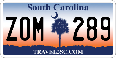 SC license plate ZOM289