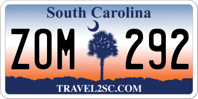 SC license plate ZOM292