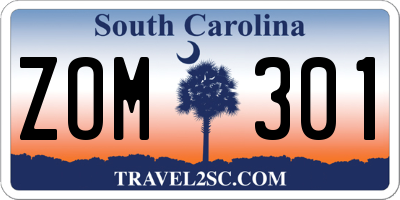 SC license plate ZOM301