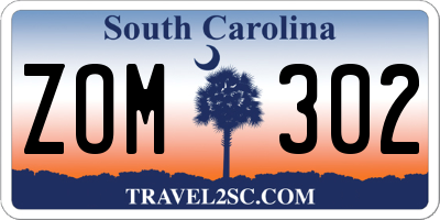 SC license plate ZOM302