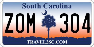 SC license plate ZOM304