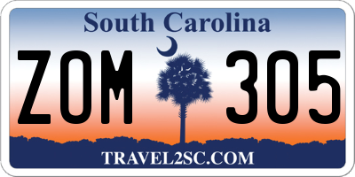 SC license plate ZOM305