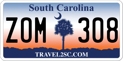 SC license plate ZOM308