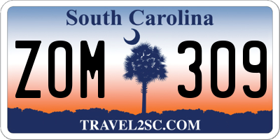 SC license plate ZOM309