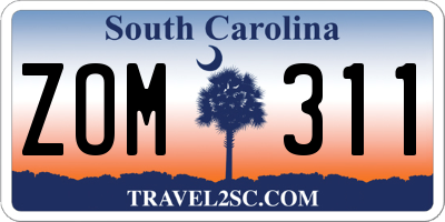 SC license plate ZOM311