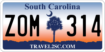 SC license plate ZOM314