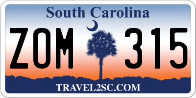 SC license plate ZOM315