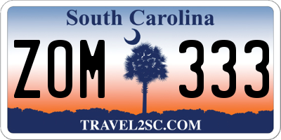 SC license plate ZOM333
