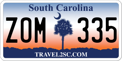 SC license plate ZOM335