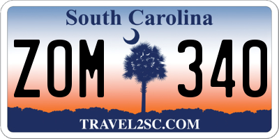 SC license plate ZOM340