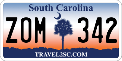 SC license plate ZOM342