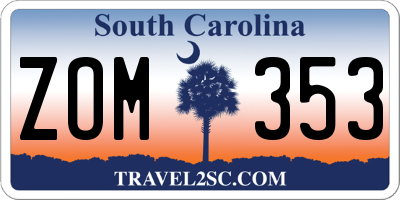 SC license plate ZOM353