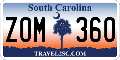 SC license plate ZOM360