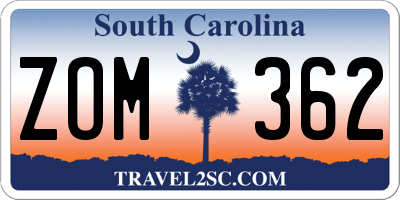 SC license plate ZOM362