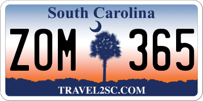 SC license plate ZOM365