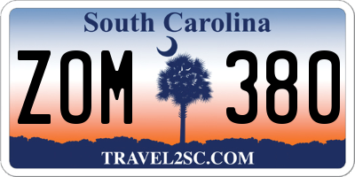 SC license plate ZOM380