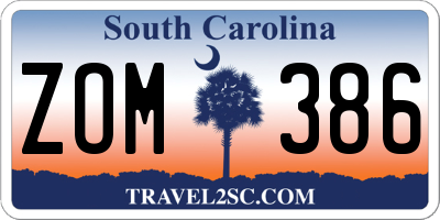 SC license plate ZOM386