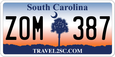 SC license plate ZOM387
