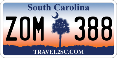 SC license plate ZOM388
