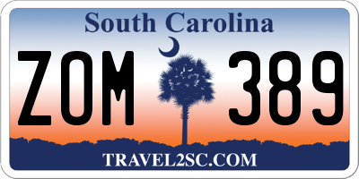SC license plate ZOM389