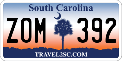 SC license plate ZOM392