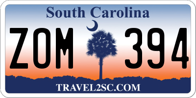 SC license plate ZOM394