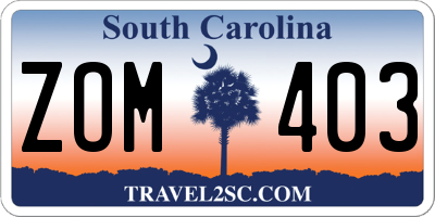 SC license plate ZOM403