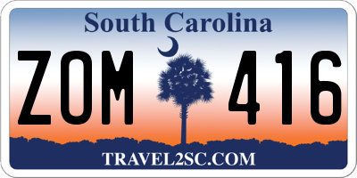 SC license plate ZOM416