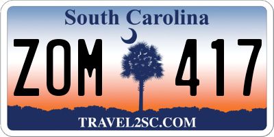 SC license plate ZOM417