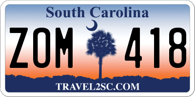 SC license plate ZOM418