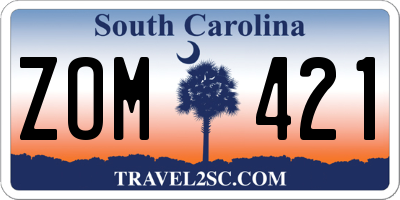 SC license plate ZOM421