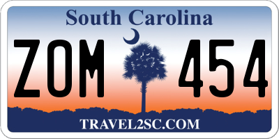 SC license plate ZOM454
