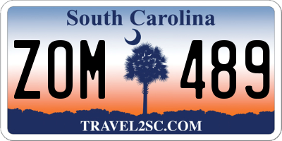 SC license plate ZOM489