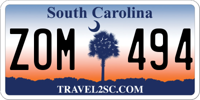 SC license plate ZOM494
