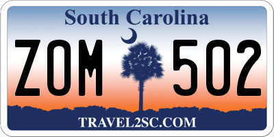 SC license plate ZOM502