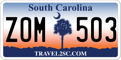 SC license plate ZOM503
