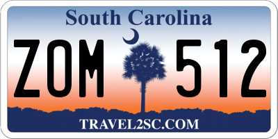 SC license plate ZOM512