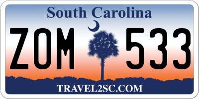 SC license plate ZOM533