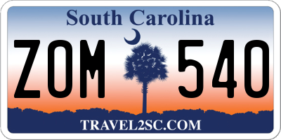 SC license plate ZOM540