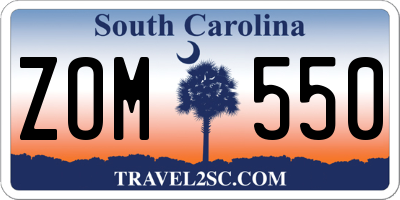 SC license plate ZOM550