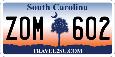 SC license plate ZOM602
