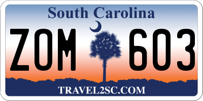 SC license plate ZOM603