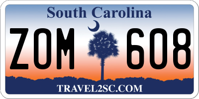 SC license plate ZOM608