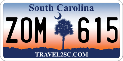 SC license plate ZOM615