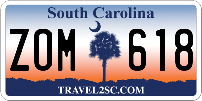 SC license plate ZOM618