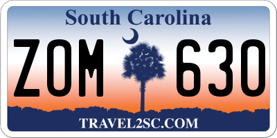 SC license plate ZOM630