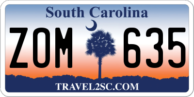 SC license plate ZOM635