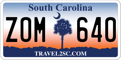 SC license plate ZOM640